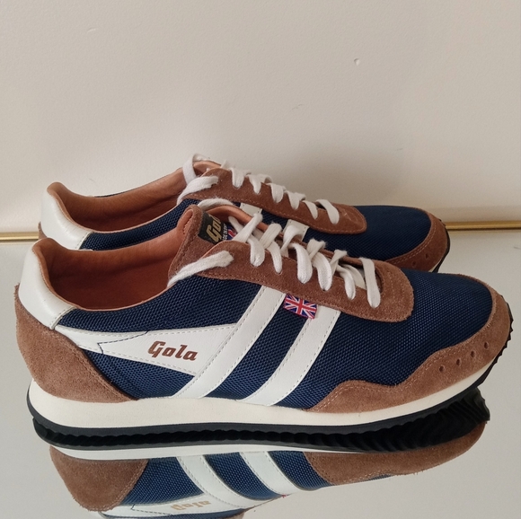 Gola Men's Navy / Brown / Off White Track Mesh 317 Sneakers Size 10 - Picture 3 of 15